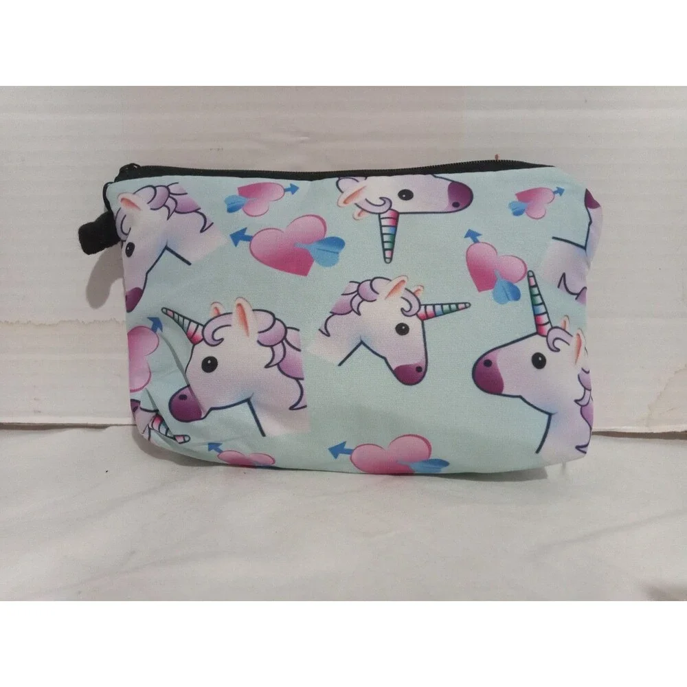 Unicorn Make Up Bag 3D Print Cosmetic Bag Multifunition Pencil Holder Hearts
